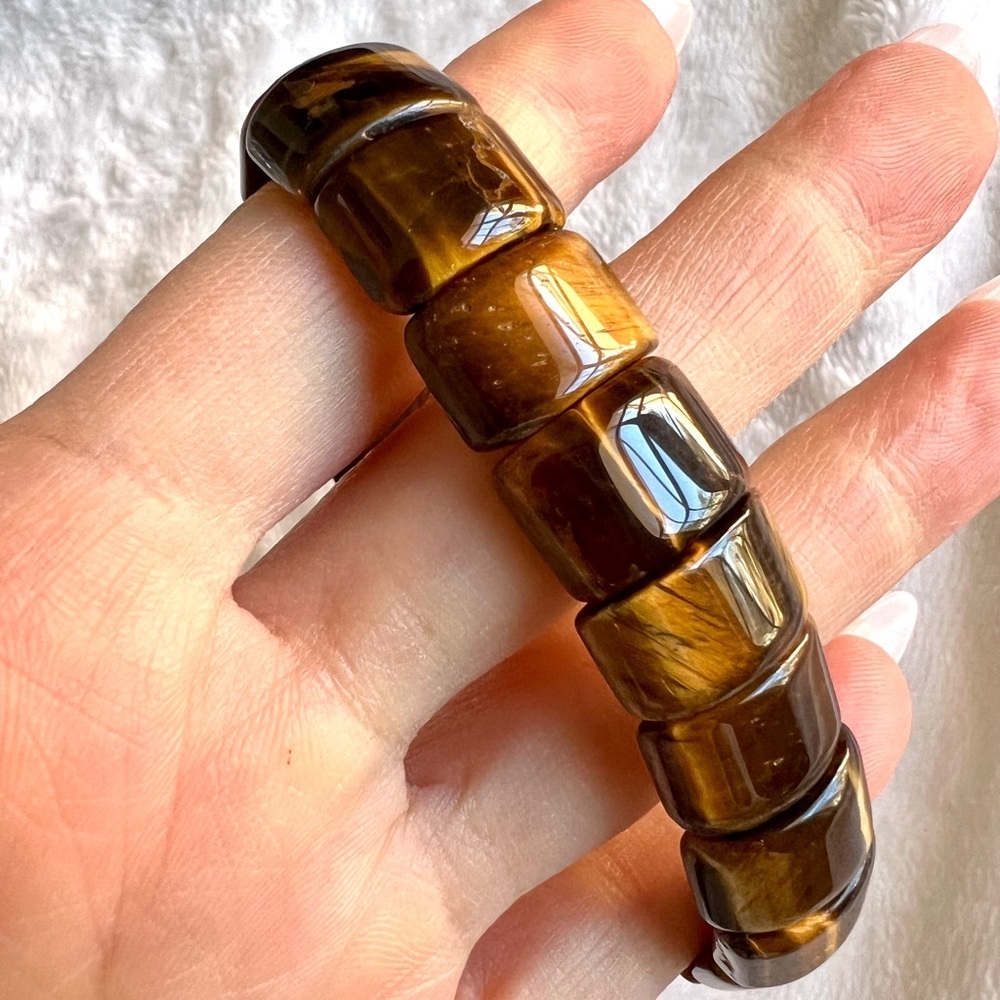 Courage Tiger Eye 12 mm Bead Mala Style Bracelet - Picture 6 of 6